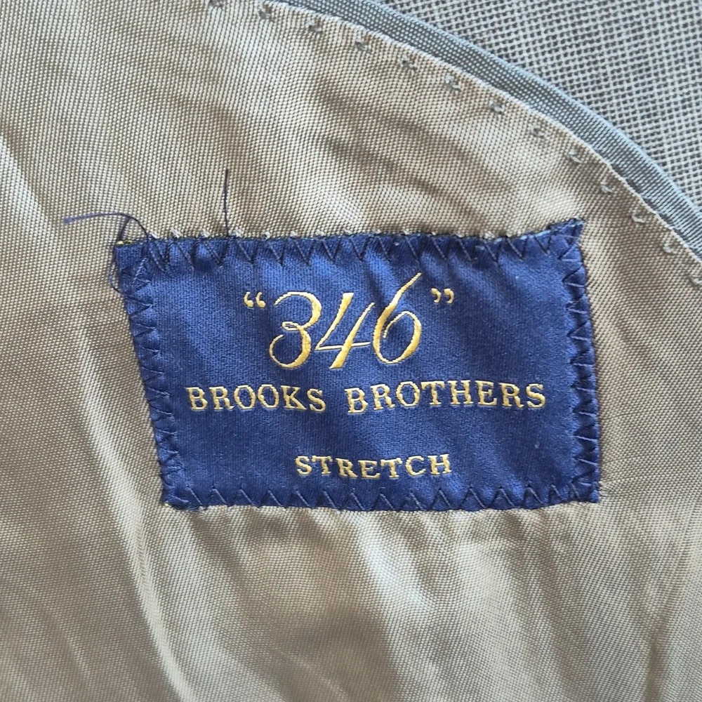 BROOKS BROTHERS 346 Stretch Light Grey Beige Solid Weave Sz 46 R Mens Sport Coat - Picture 5 of 6